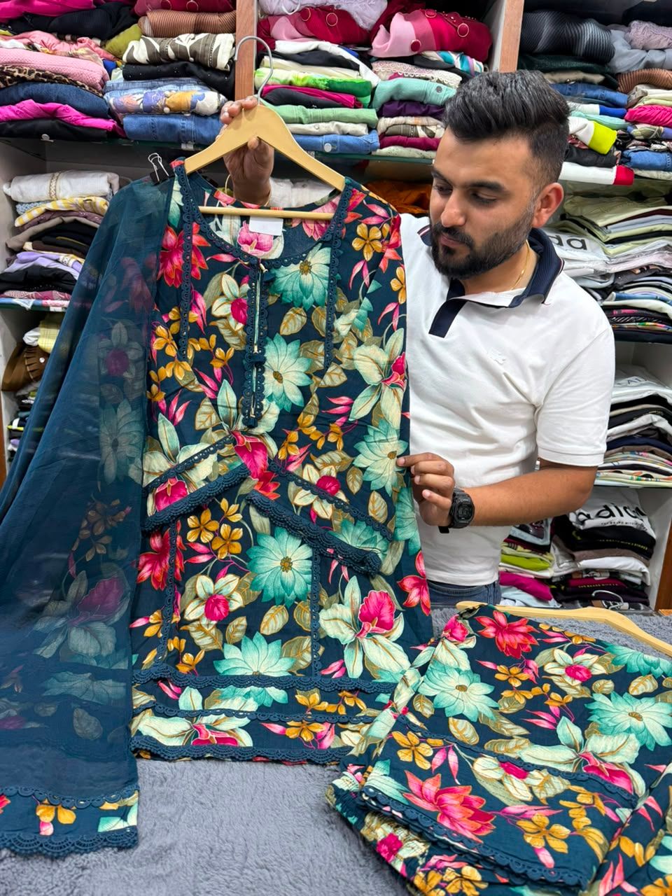 Sale Multi Color Rayon Farshi Set  